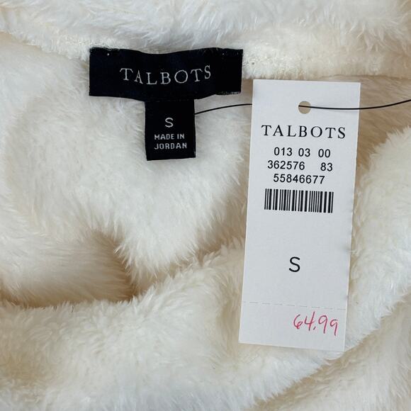 Talbots Size Small Funnel Neck Pullover Sweater Ivory Off-White Cozy Soft Plush - Picture 2 of 11